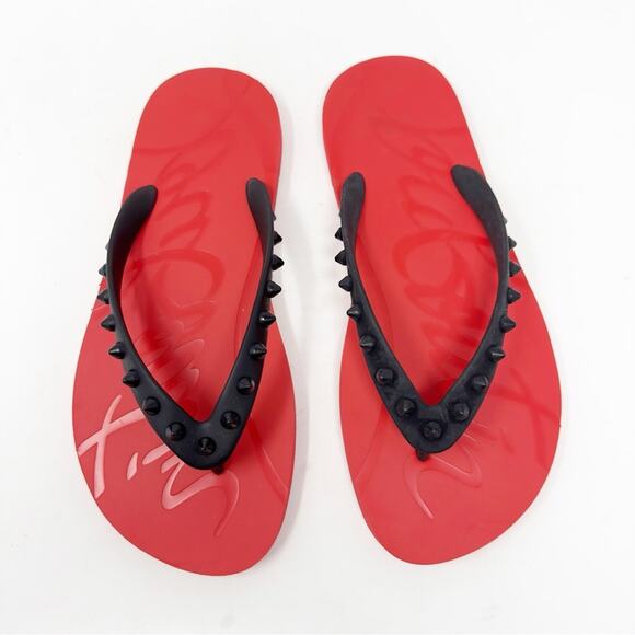 Christian Louboutin Loubi Flip Spikes Donna Flats Thongs Sandals